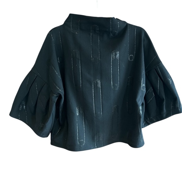 NY 77 Design Black Shimmer Safety Pin Top Lagenlook 4 L - Picture 4 of 11